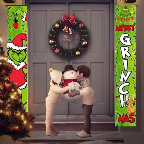 Pancarta De Navidad Grinch Para Colgar En El Porche
