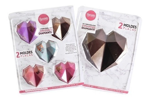 Placas Moldes Para Chocolate Corazones Diamante Parpen