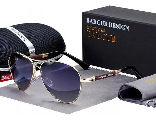 Barcur Gafas De Sol Para Hombre Y Mujer Diseño Gold Gray