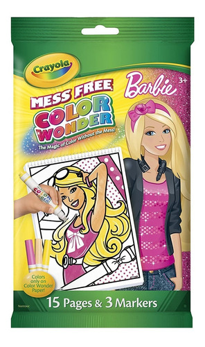 Imagen 1 de 2 de Laminas Para Colorear Crayola De Barbie Con 3 Marcadores