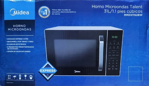 Horno De Microondas Midea De 1.1ft Blanco Con Negro Elegante