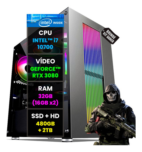 Pc Gamer Computador Intel I7 32gb Rtx 3080 Ssd 480gb Hd 2tb