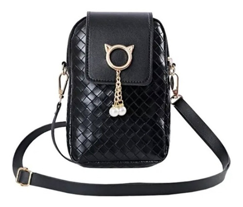 Bolso Bolsa Cartera De Hombro Con Correa Ajustable Mujer Color Negro
