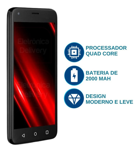 Imagem 3 de 7 de Smartphone Multilaser 32gb E Pro Preto 1 Ram - P9150