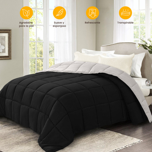 Edredón Acolchao Doble Vista Para Toa Stación Queen Diseño E La Tela Rayas 223cm×223cm Color Negro Rayas