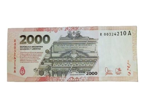 Billete Argentina 2000 Pesos Reposicion Unc