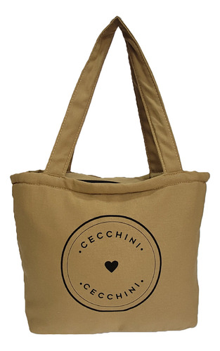 Shopper Cecchini Bolso Tela Amplio Práctico Moda Tendencia D Color Camel