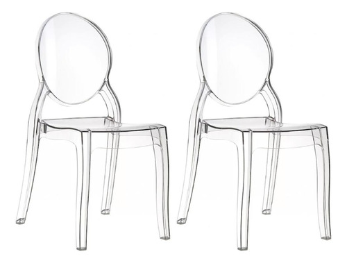 Kit 2 Cadeiras De Jantar Design Ghost Acrílica Transparente
