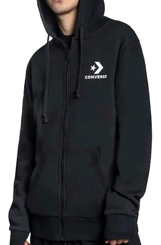 Converse Campera C/capucha Lifestyle Hombre Nova Negro Ras