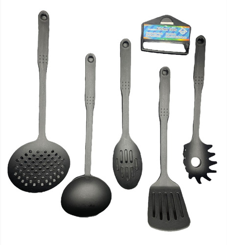 Juego 6 Utensillos De Nylon Espatula Cucharon Para Ceramica 