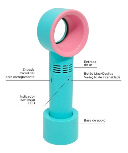 Mini Ventilador Sem Hélice Recarregável Base Mesa/portátil | MercadoLivre