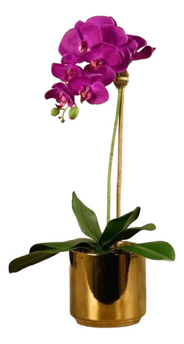 Orquídea Artificial Individual De Tacto Natural Con Base.