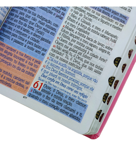Biblia Rc Com Harpa 774 Hinos Letra Extra Gigante Texto Colorido Capa Luxo Rosa Claro Com Indice Lateral