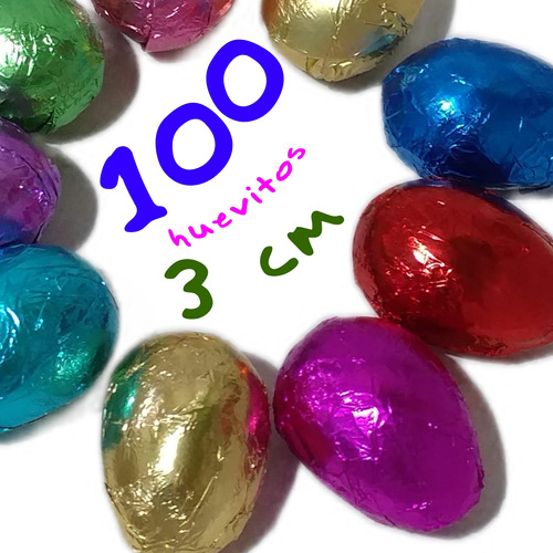 100 Huevos De Pascua Mini 3 Cm Chocolate Colores Surtidos