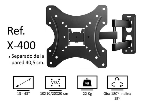 Soporte Base Pared Móvil Con Giro Para Tv De 26 32 37 42 43