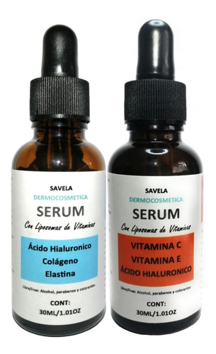 2 Serum Kit Vitamina C, Ácido Hialuronico, Colágeno, Elastin