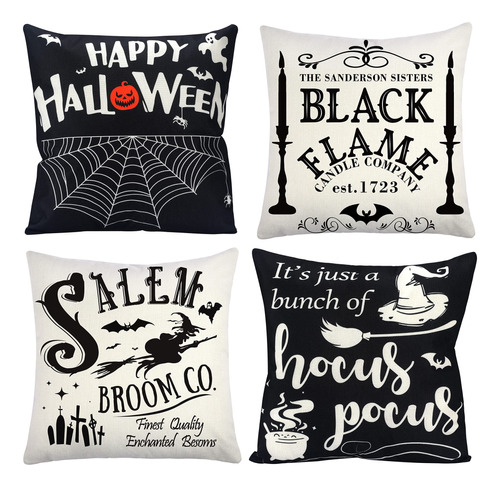 Fundas De Almohada De Halloween De 18 X 18 Pulgadas, Juego D