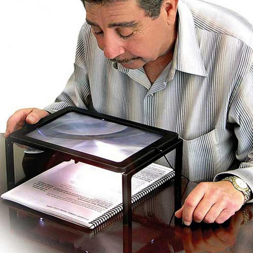 Lupa Rectangular Con 6 Luces Led Con Aumento De 3x