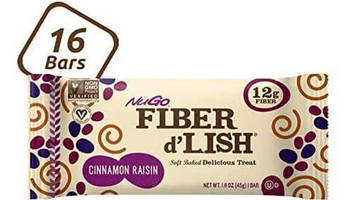 Nugo Fibra D'lish Canela Y Pasas, 12 G De Fibra De Alta, Veg