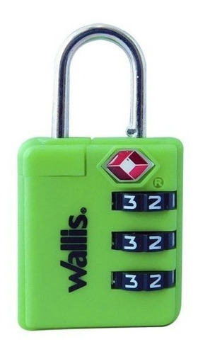Wallis - Candado Seguridad Tsa, 3 X 5.7 X 1.3 Cm, Verde