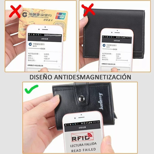 Cartera Tarjetero De Cuero Para Hombre Con Protección Rfid