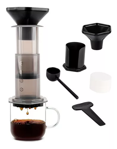 Kit Cafetera Manual Prensa Aeropress Portátil + Accesorios Color Negro