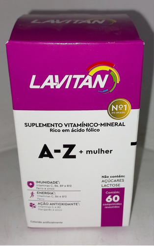 Lavitan A-z Mulher Suplemento 60 Comprimidos Sabor Sem sabor