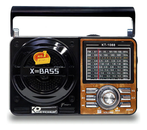 Radio Recarregável Ketchup Kt-1088 Fm/am/sd/usb - Madeira