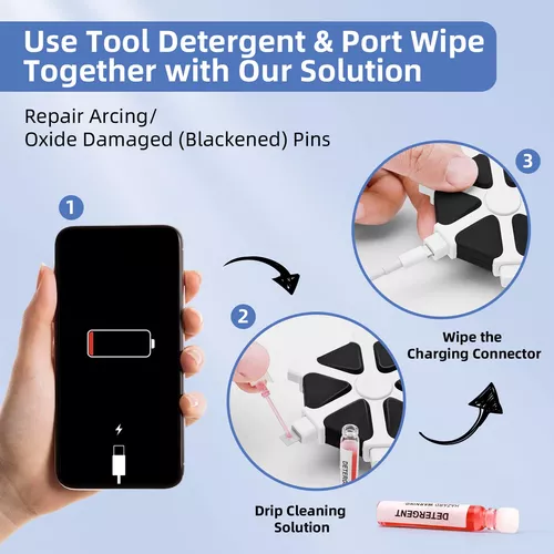 Puerto de carga para teléfono móvil, Kit de limpiador de eliminación de  polvo para IPhone, Samsung