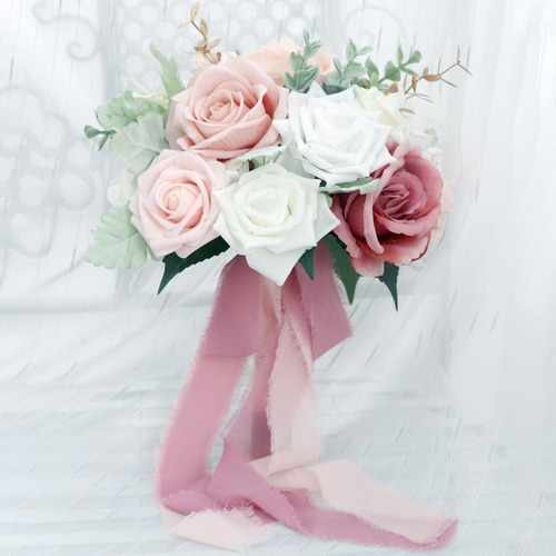 Ramo De Novia Arreglo Floral Hecho A Mano Rosa Ramo De Boda