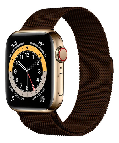 Correa Para Apple Watch Metálica Milanese Acero Inoxidable Ancho 42 Mm Color Café