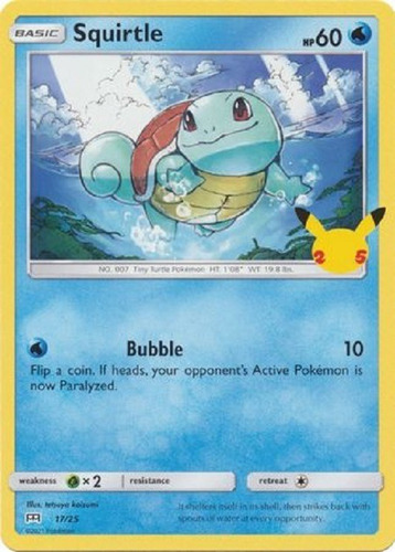 Squirtle 17/25 25th Anniversary No-holo Promo Pokemon Tcg