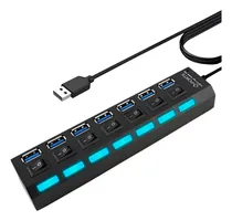 Comprar Adaptador Usb Con 7 Puertos Con Interruptores Pc Laptop Mac