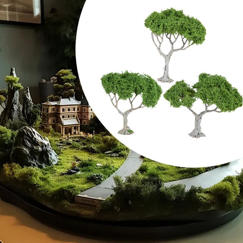 3 Árboles En Miniatura Con Diseño De Árbol De Hoja Ancha
