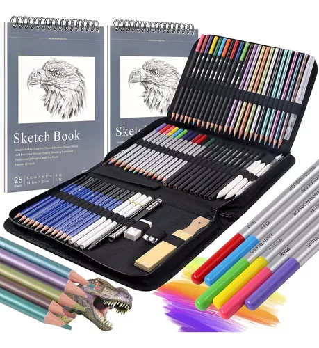 LMMDDP Pro – Kit de dibujo para adultos estuche de madera lápices