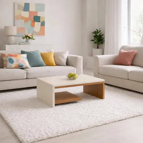 Mesa de Centro Apoio Kiara Retangular Moderno com Prateleira Decorativa Luxo para Sala