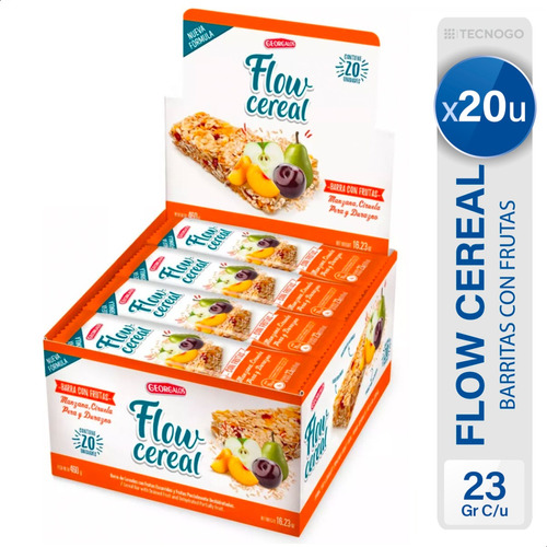 Cereal Flow mix de frutas georgalos caja X 20 unidades
