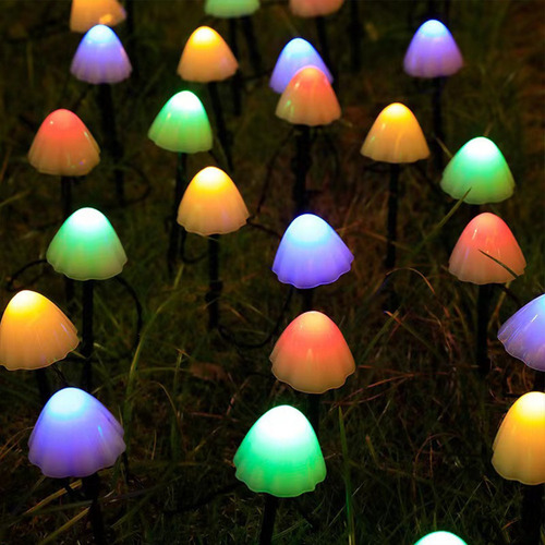 Cadena De Luces Solares Led Con Forma De Mini Hongo, 8 Modos