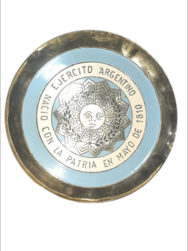 Antiguo Plato Bronce Ejercito Argentino Nació Con La Patria 