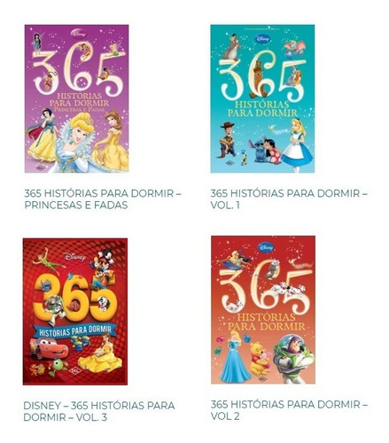 Kit Com 4 Livros 365 Historias Disney Capa Dura Almofadada