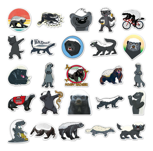 Adesivo De Texugo-do-mel Com 50 Adesivos De Animais À Prova