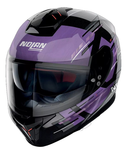 Casco N80-8 Meteor N-com 70 Ngo/purpura Nolan