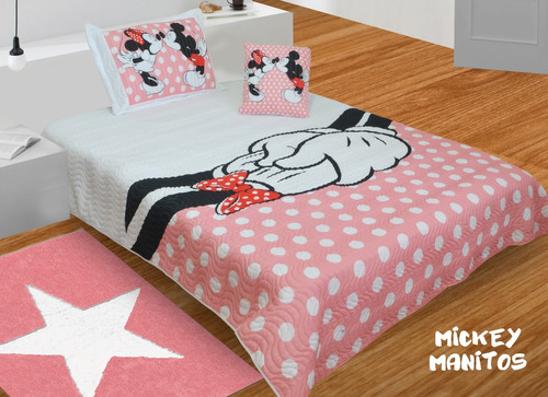 Cubrelecho Mickey Minnie Mouse Edredón Cama Doble