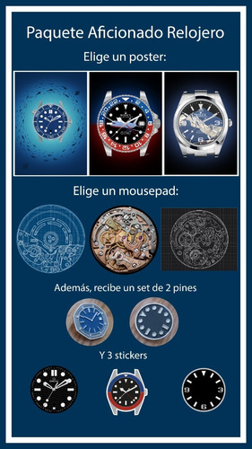 Paquete Aficionado Relojero 2 Posters+mousepad+pines+sticker