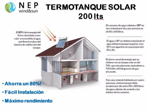 Termotanque Solar 200l Certificado Tanque Colector Agua