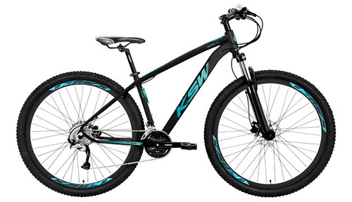 Bicicleta Aro 29 Ksw Xlt 200 Shimano 24v Freio Disco Hidr Cor Preto Com Azul E Azul Tamanho Do Quadro 15