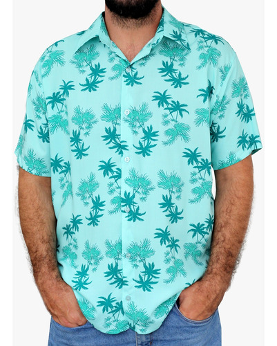 Camisa Florida Havaiana Viscose Adulto Masculina Manga Curta