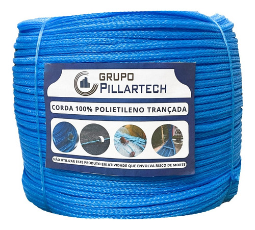 Corda Azul Nylon Multifilamento 10mm Rolo Com 10kg 300metros