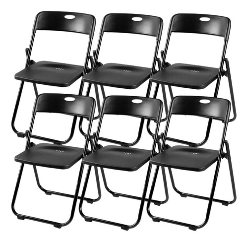 Silla Playera Portatil Plegable 6 Piezas Color Negro