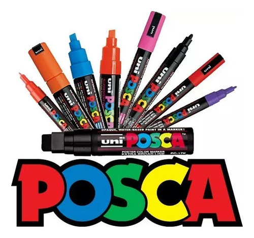 Posca Set Pc-1m X 8 Rotuladores De Colores Brillantes, Pin
